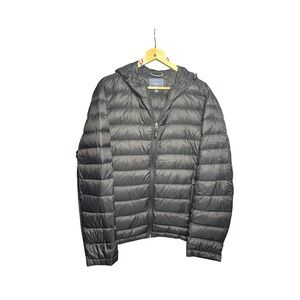 G H Bass Mens Lightweight Hooded Puffer Jacket Black Size Medium